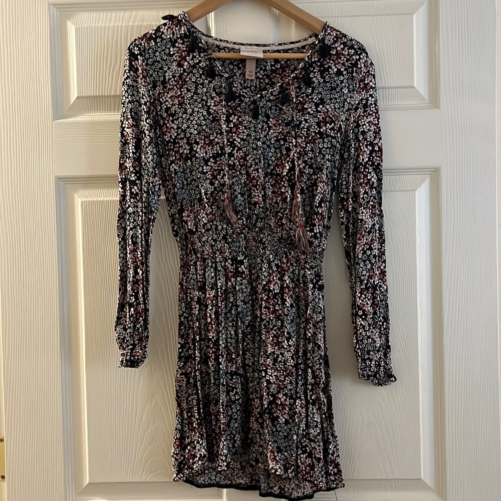 Blue & Purple Floral Longsleeved Dress